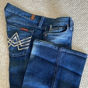 7 For All Mankind Studded A Pocket Low Rise Bootcut Medium Wash